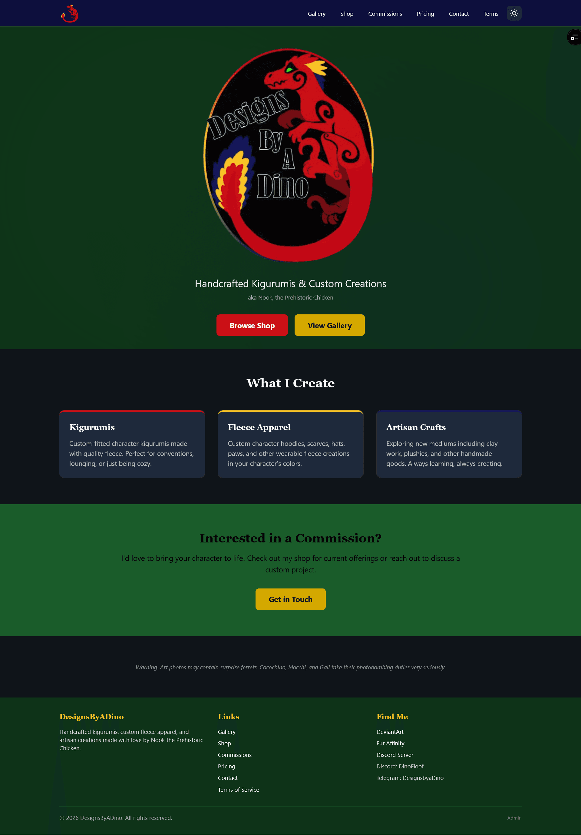 DesignsByADino homepage