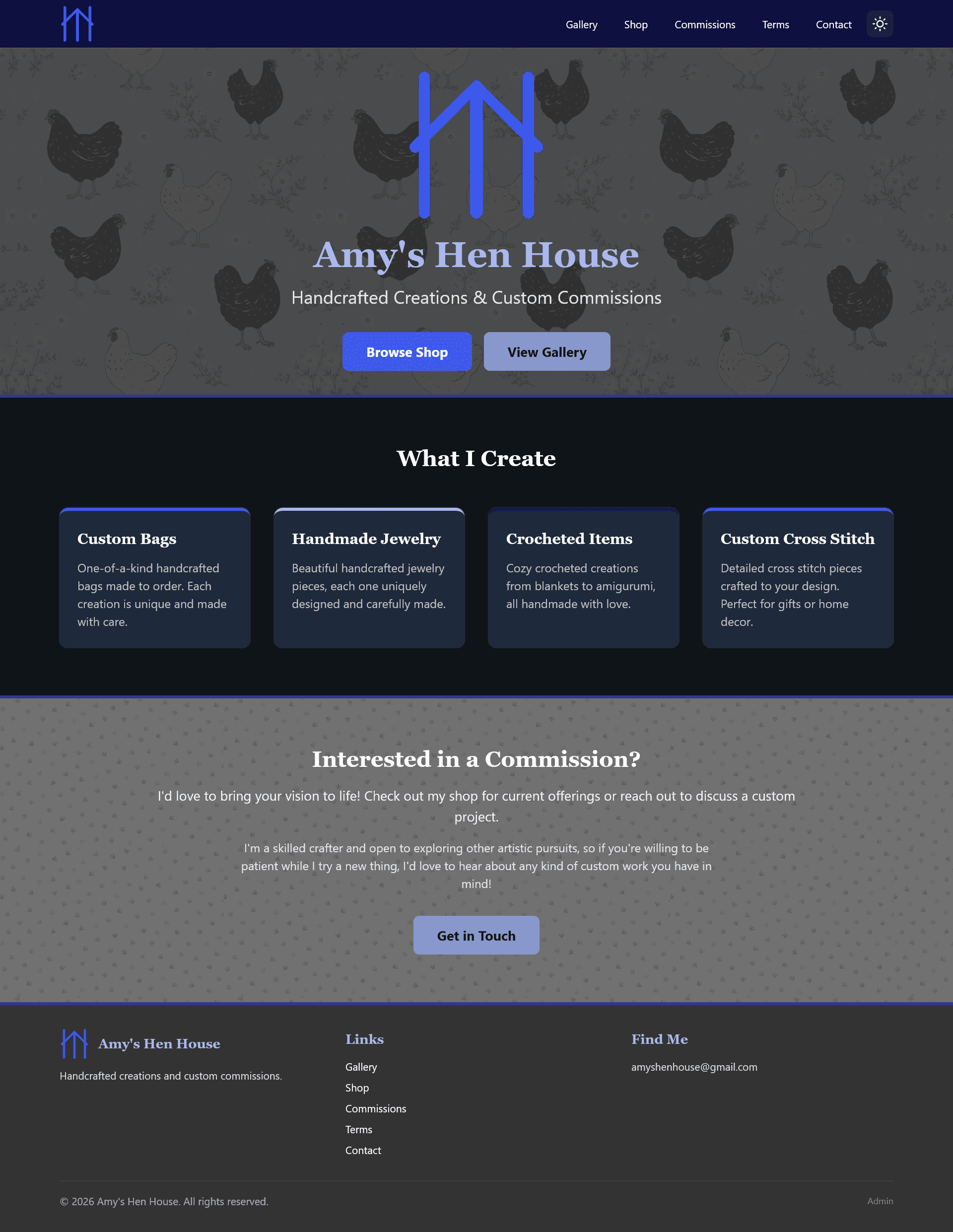 Amy's Hen House homepage